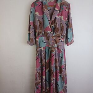 Cinnamon Stick printes 3/4 sleeve vintage dress size 12